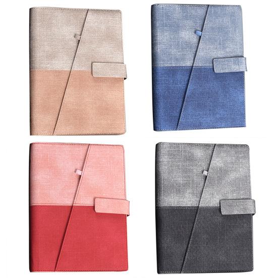 Reusable Notebook with Pen Holder Magnetic Button Faux Leather Cover Erasable Metal Binder Notepad Student Drawing Sketchbook School Office Supplies