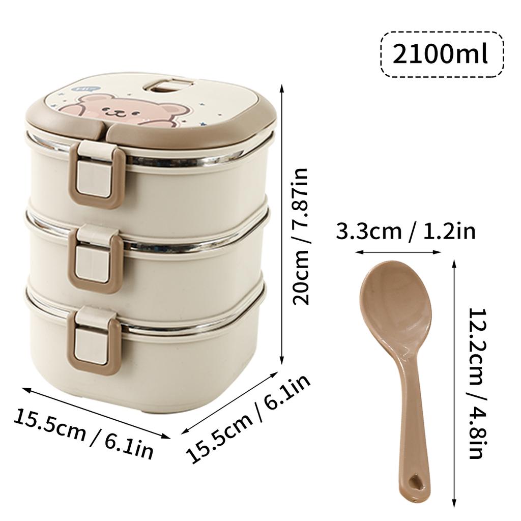 WORTHBUY Portable Food Storage Box Multi Layer Fruit Vegetable Storage Container 304 Stainless Steel Bento Lunch Box With Spoon
