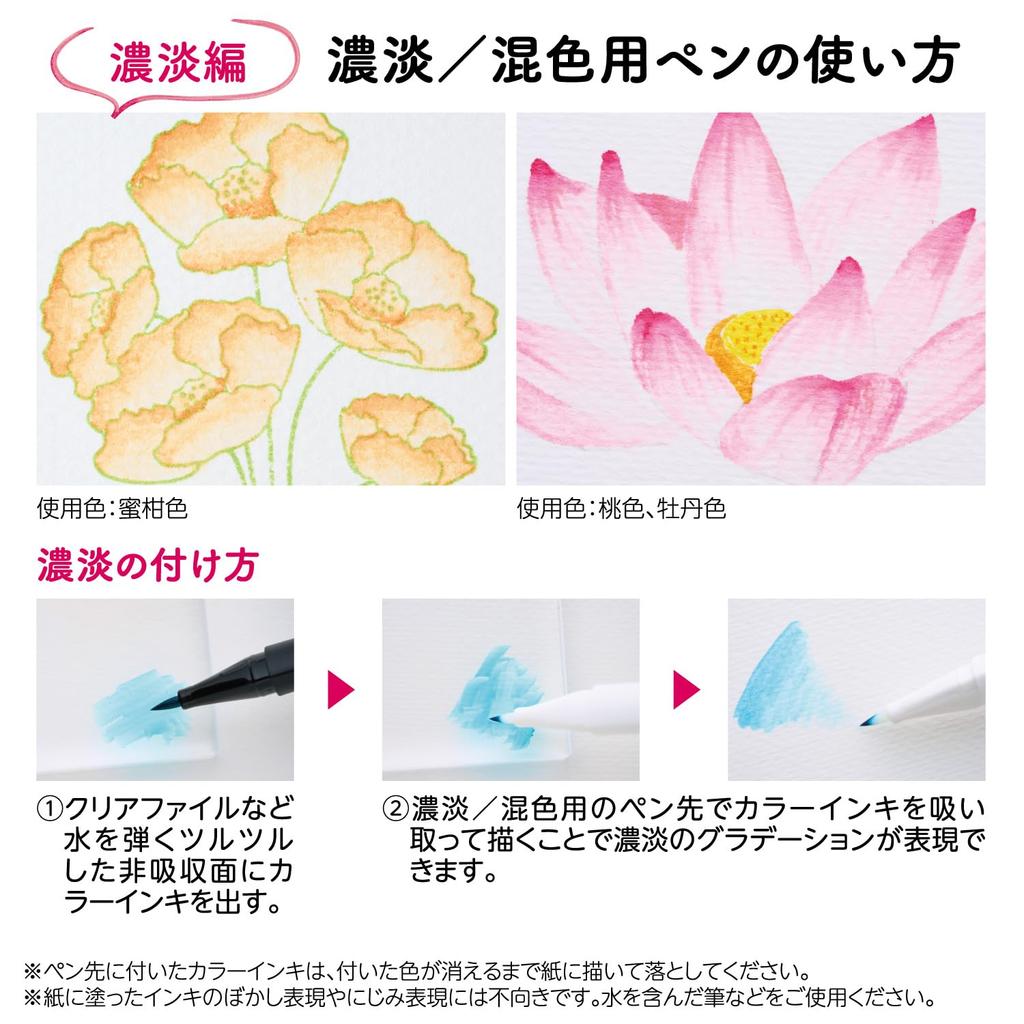 Набор кистей Shachihata Color и штемпельных подушечек Iromoyo, ручки на водной основе Sayaka, ручки, ручки, 6, (KPFS-F/6S1)