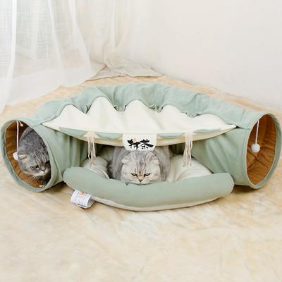 Складная кошачья кровать-туннель с мятой бумагой: Идеальная игрушка для домашних кошек, чтобы играть и заниматься спортом