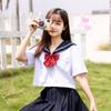 Sailor Authentic Navy Short JK High School Mini Pleated School Cultural Goldfish Knot 2 White School 3 Piece Set [SYRHSYB] Uniform, Uniform, Collar,