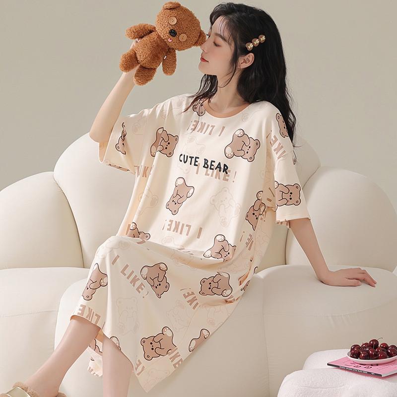 Summer Lady Sleepwear With Milk Silk Fabric For Home Lounge And Sleep Comfort