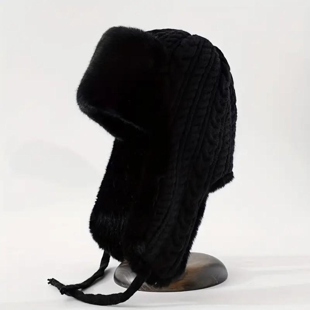 Knitted Lei Feng Hat Warmth Cold Hat Versatile Cycling Coldproof Cap For Women