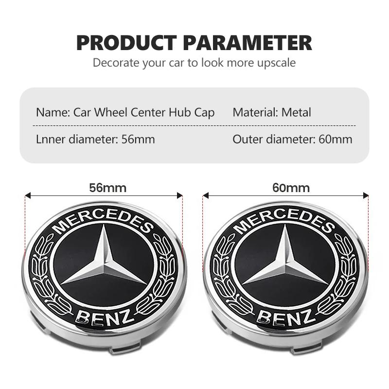 For Benz 4PCS Car Wheel Center Hub Cap Sticker Accessories AMG VIANO GLB GLC W108 W124 W126 W169 W176 GLE GLK AB1