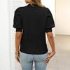 Women Knitting Tops Round Neck Puff Short Sleeve Solid Color Summer Tops