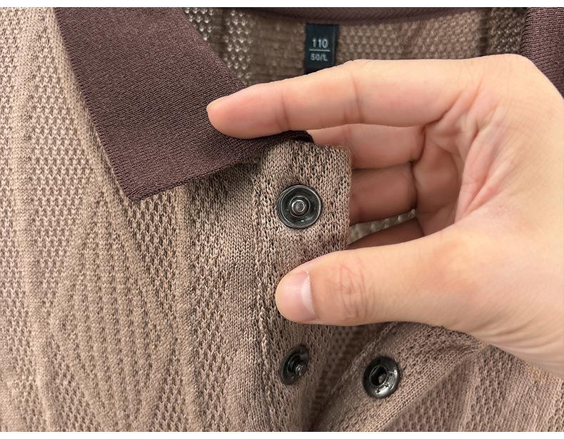 Мужской летний вязаный свитер с коротким рукавом в корейском стиле с жаккардовой вышивкой, 2025