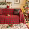 New Christmas Plaid Sofa Throw - Retro Non-Slip Couch Cover, Multi-Purpose Blanket for Home & Vacation Rentals Festive Sofa Cover