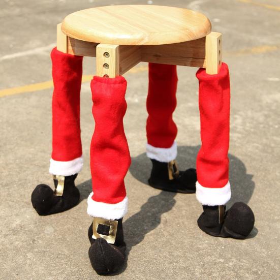 4/8 Pcs Christmas Chair Leg Covers Santa Claus Elf Boot Design Table Legs Socks Dining Chair Slipcover Furniture Feet Covers for Xmas Party