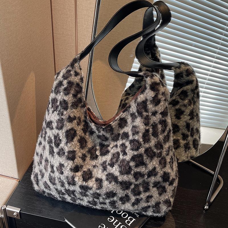 Сумка Niche Underarm женская ретро модная сумка через плечо с леопардовым принтом плюшевая женская сумка-тоут