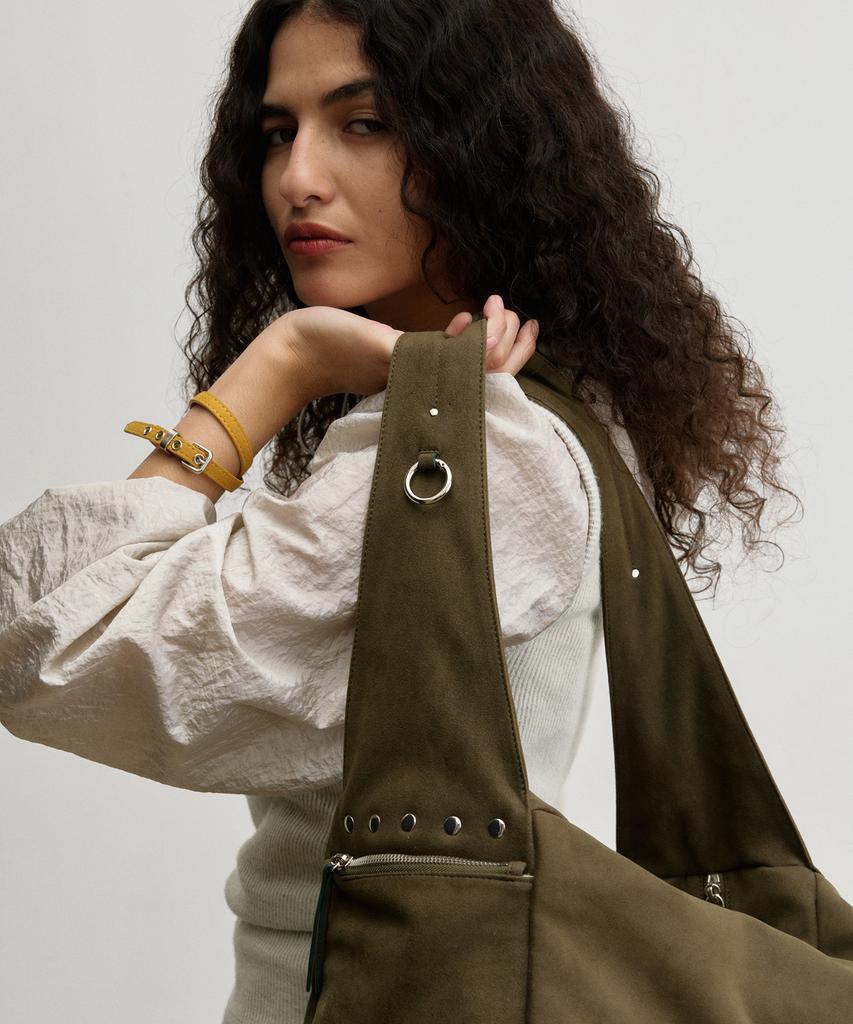 Christine Project Stud Suede Bulky Bag(Matcha)