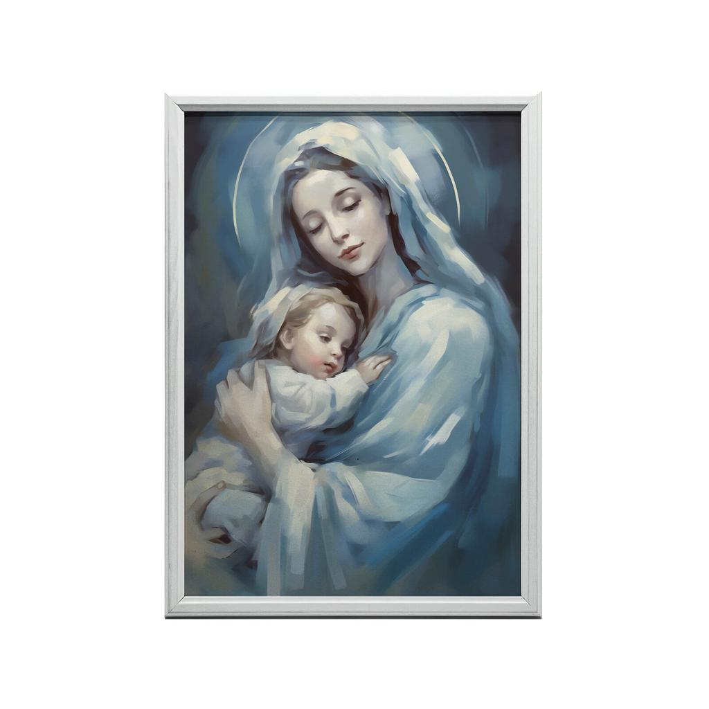 Harmonia Niebieskiej Miłości: Maryja Z Jezusem Harmonia Niebieskiej Miłości: Maryja Z Jezusem, 30X40 Cm, Rama Aluminiowa Czarna, Papier Matowy 230 Gsm