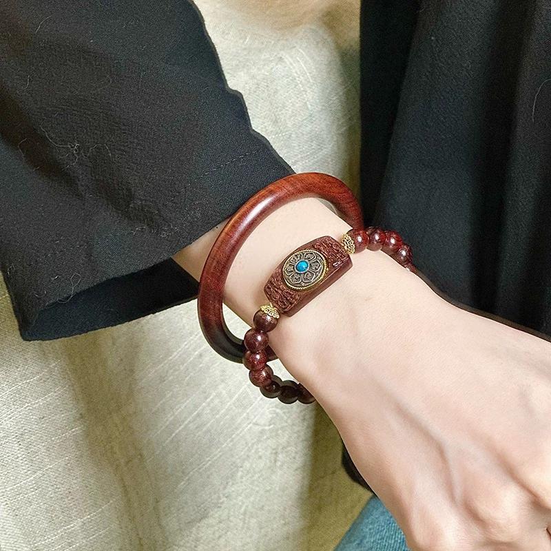 Rosewood simple accessories bracelet, retro solid wood wood bracelet, men's and women's bracelet, couple's gift handlebar play