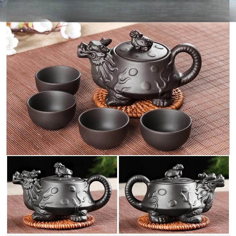 1 чайник и 4 чашки без основания Yixing Purple Sand Tea Set Travel Portable Tea Suit Китайская чайная церемония Товары Товары Chinos