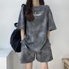 Tie-dye Sportswear Women's Summer Casual Short-sleeved T-shirt Loose Wide-legged Shorts Suit