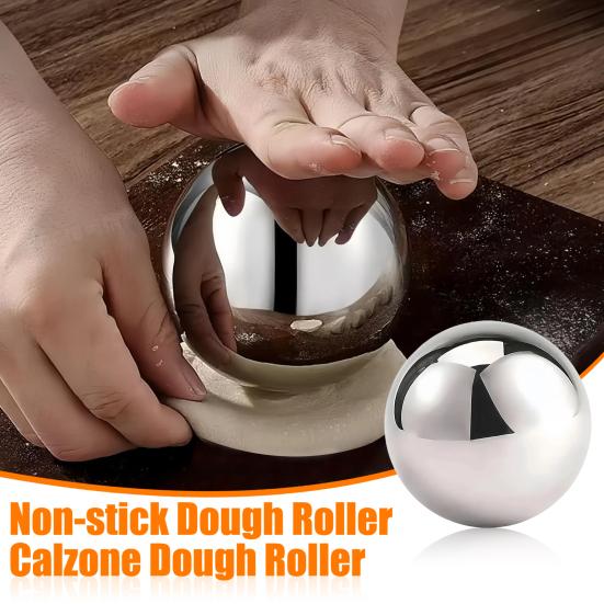 1/2Pcs Rolling Dough Ball Easy Grip Circular Rolling Ball Stainless Steel Dough Rolling Tool for Baking Pizza Pastry Fondant Dumpling