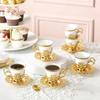 2pcGolden Border Turkish Coffee Cups European Classical Plating Ceramic Cup and Saucer Set Afternoon Tea Tea Set Home Decoration
