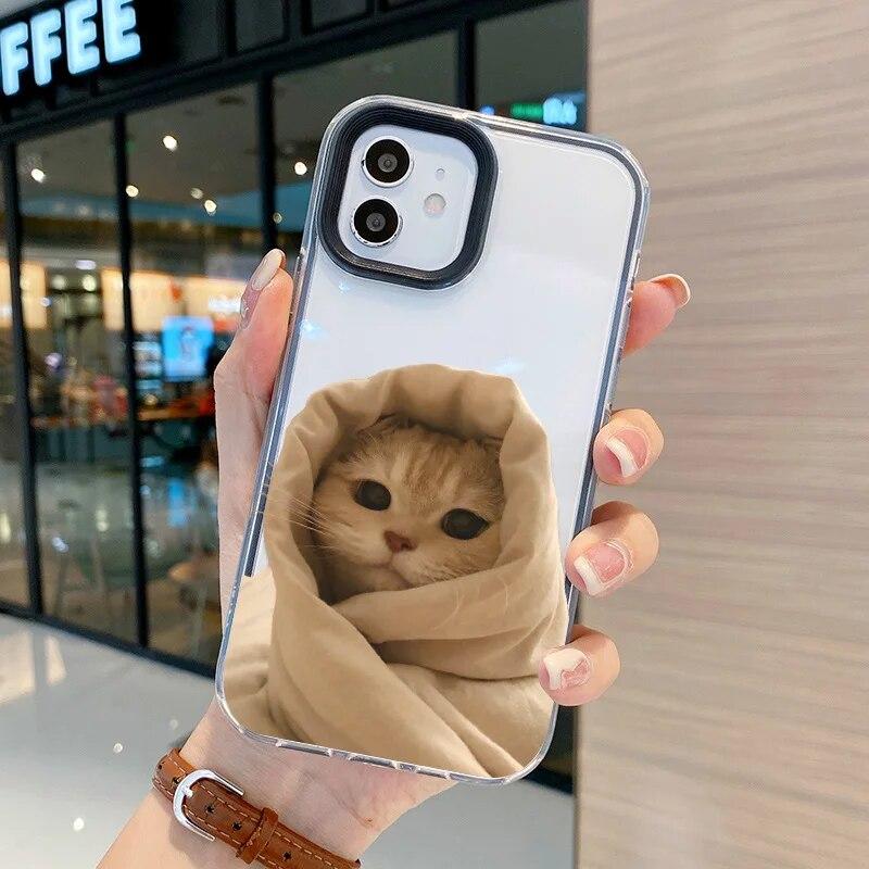 Прозрачный чехол для телефона с милой собакой 3 в 1 для iPhone 14 Pro Max, чехол для iPhone 13 15 12 11 Pro Max XR XS 7 8 Plus SE, мягкий чехол с рисунком кота
