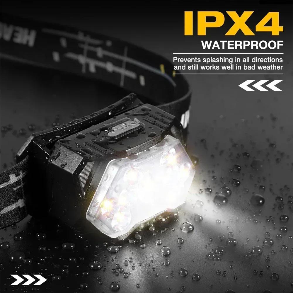 Новый 2000LM ультра яркий 9 светодиодный налобный фонарь USB перезаряжаемый налобный фонарь 6 режимов водонепроницаемый датчик движения налобный фонарь рабочий фонарик