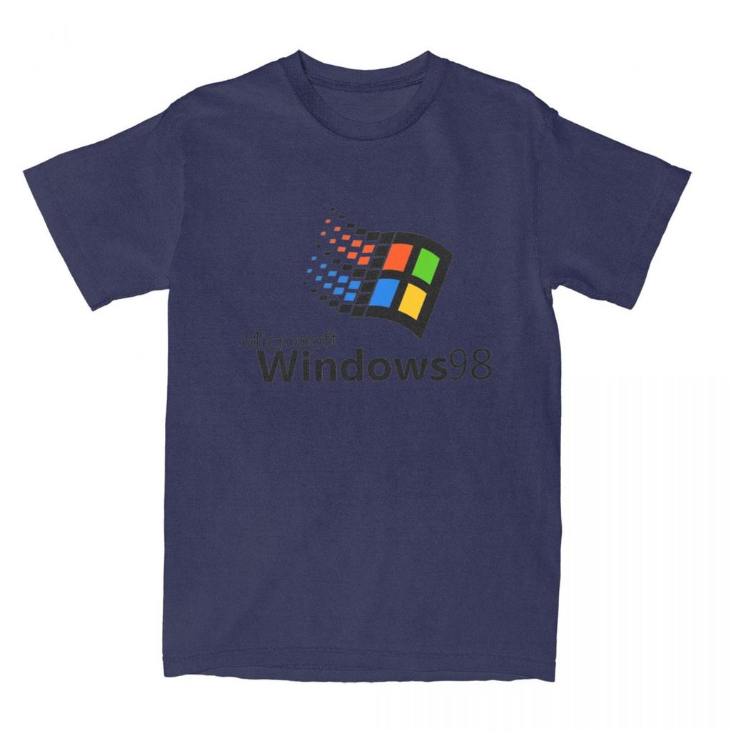 Windows 98 Vaporwave T-Shirt Computer System Harajuku T Shirts Short-Sleeve Tops Summer Cotton Breathable Plus Size 5XL Clothes