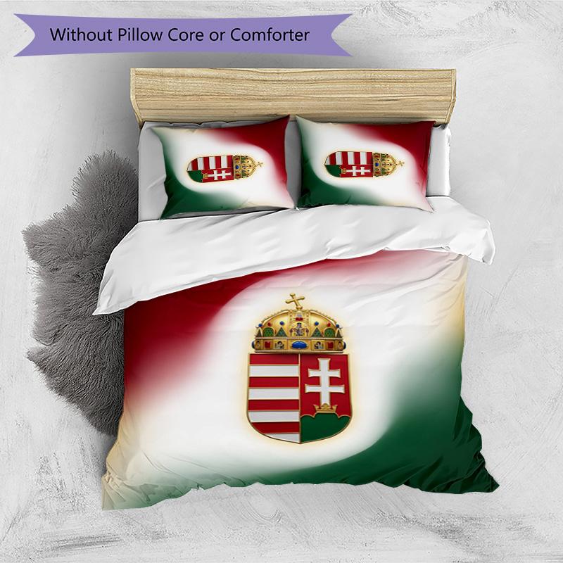 Hungary Football Printed Bedding 3 Piece Set Cozy Breathable Bed Cover Set as Housewarming Holiday Gift