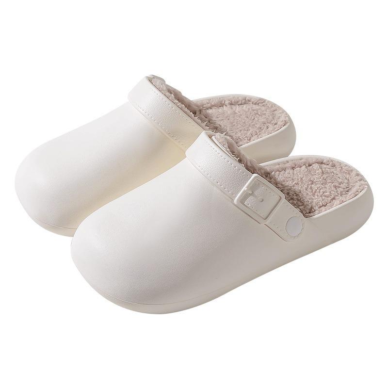 Женские и мужские водонепроницаемые нескользящие домашние хлопковые тапочки - Простые, с закрытым носком, теплые для зимы, подходят для пар