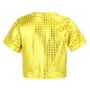 Jazz Dance Costumes Kids Boys Girls Shiny Sequins Short Sleeve Solid Color T-shirt Crop Tops Street Dance Stage Performance Wear
