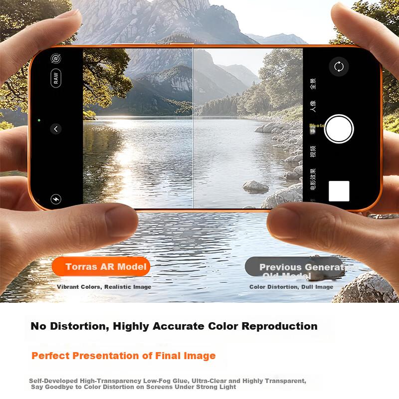 Torras Boundless Film Anti-Reflection + No Black Edges for iPhone 17 Pro Tempered Glass Screen Protector, Apple 17 Pro High-Transparency Film