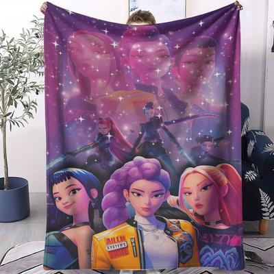 Фланелевое одеяло K-pop женской группы HUNTR/X Starlight для взрослых, качественное, мягкое, теплое, универсальное одеяло для путешествий, пикника, дома