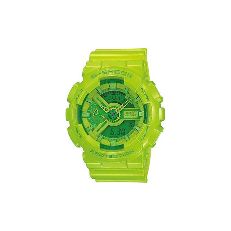 Casio Серия G-SHOCK с двойным дисплеем (ЖК/Стрелочным) Яркий уличный цветной дисплей Механизм Кварцевый Механизм Ремешок из смолы Японский и GA-110B-3D