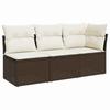 Vidaxl Sofa Ogrodowa Z Poduszkami, 3-Osobowa, Brązowa, Polirattan