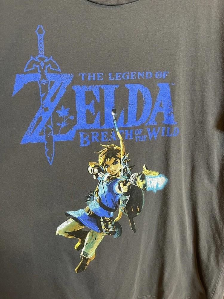Рубашка Legend of Zelda Серая с коротким рукавом Дыхание Дикой природы Футболка Репринт Унисекс Футболка