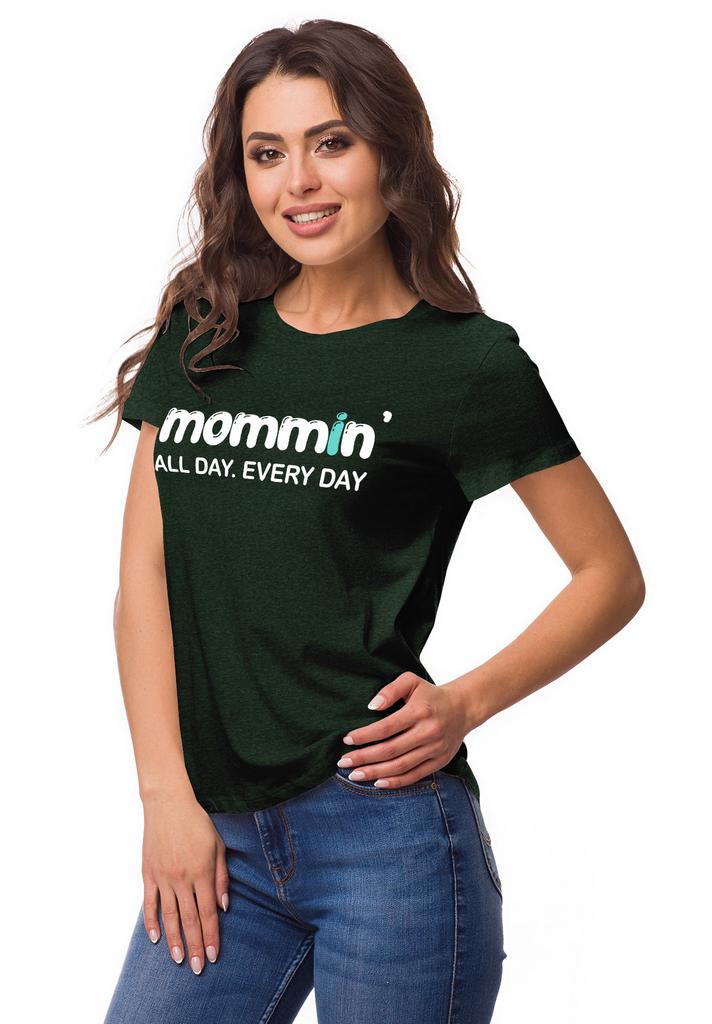 Inkmeso Футболка с круглым вырезом и коротким рукавом Mommin All Day Every Day с графическим принтом
