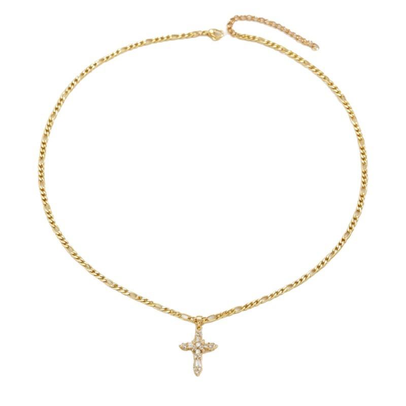 Hot Sale European and American Style Women's Cross Necklace Geometric Diamond-set Design High-end Clavicle Chain Women