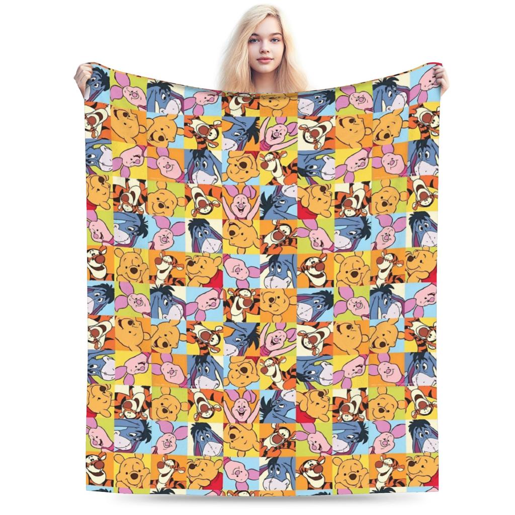 Winnie the Pooh Blanket Cute Cartoon Flannel Awesome Warm Throw Blankets for Bedding Lounge Spring Autumn