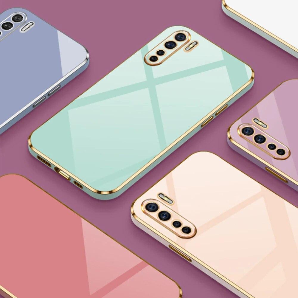 Чехол для OPPO A91, чехол для телефона Oppo A91, CPH2001, CPH2021, роскошный противоударный силиконовый чехол с квадратным покрытием, чехлы для задней панели oppo a91
