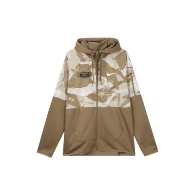 Мужская тренировочная толстовка с капюшоном Dri-Fit Fleece Camo с молнией, быстросохнущая, мужские топы, рыжевато-коричневый DQ4791-242