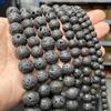 Natural Black Lava Stone Round Volcanic Loose Spacer Charm Beads for Jewelry Making Diy Bracelet Necklace Accessory