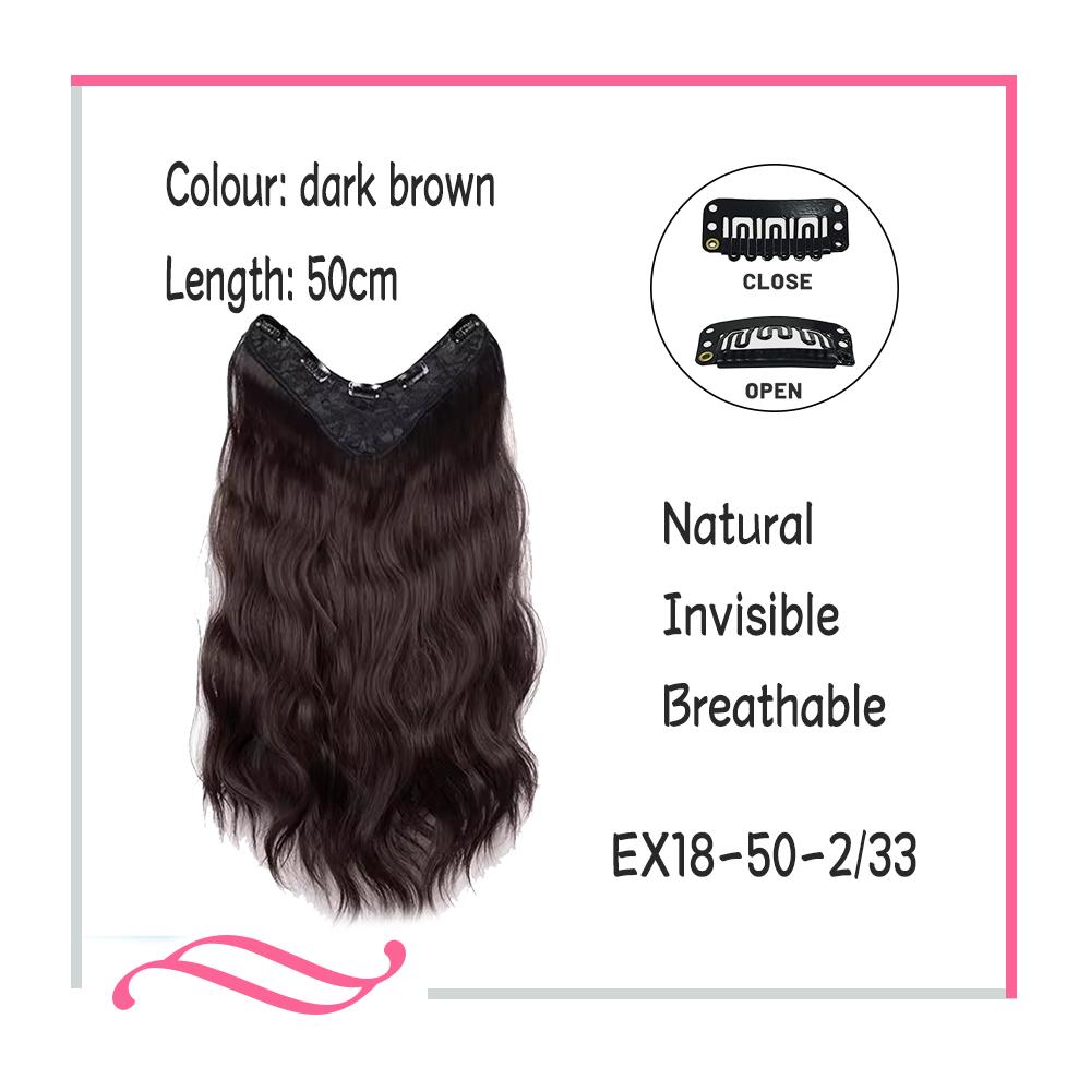 Bybrana Длинные волосы цельные длинные вьющиеся волосы V-образные наращивание волос невидимые пушистые слегка вьющиеся имитационные волосы