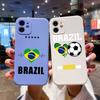 Роскошный квадратный жидкий силиконовый чехол для телефона с флагом Бразилии и футболом для iPhone 14 11 12 13 Pro Max Mini X XS XR 7 8 Plus SE2 DIY Cover