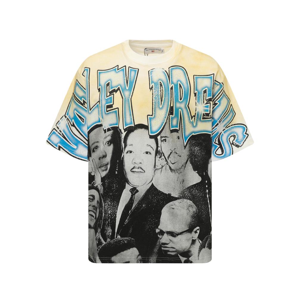 2025 American trendy brand Vall washed old printed short-sleeved hip-hop loose street fashion T-shirt for men and women