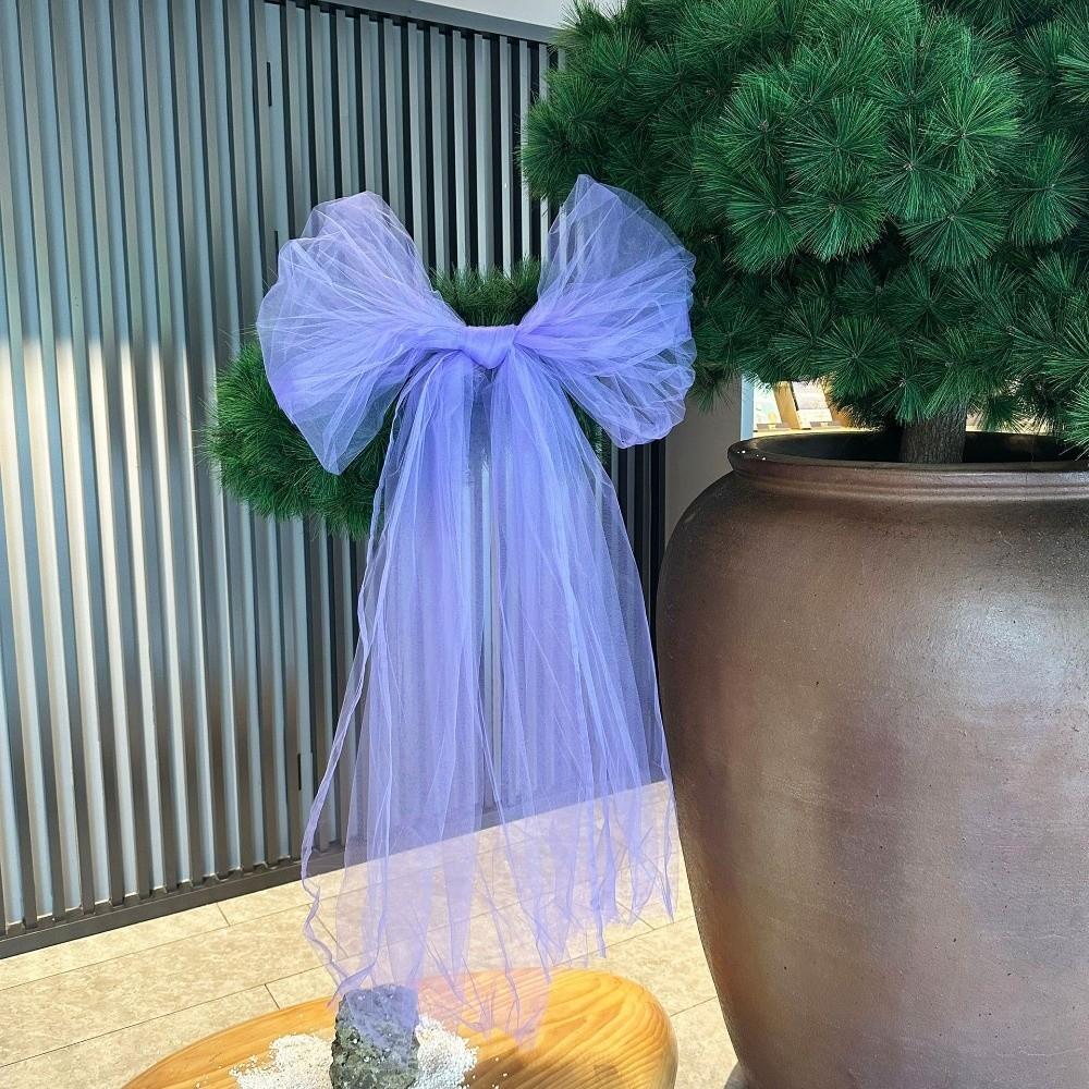 Long Streamers Large Gauze Christmas Bow Solid Color Christmas Wreaths Bow Staircase Decor