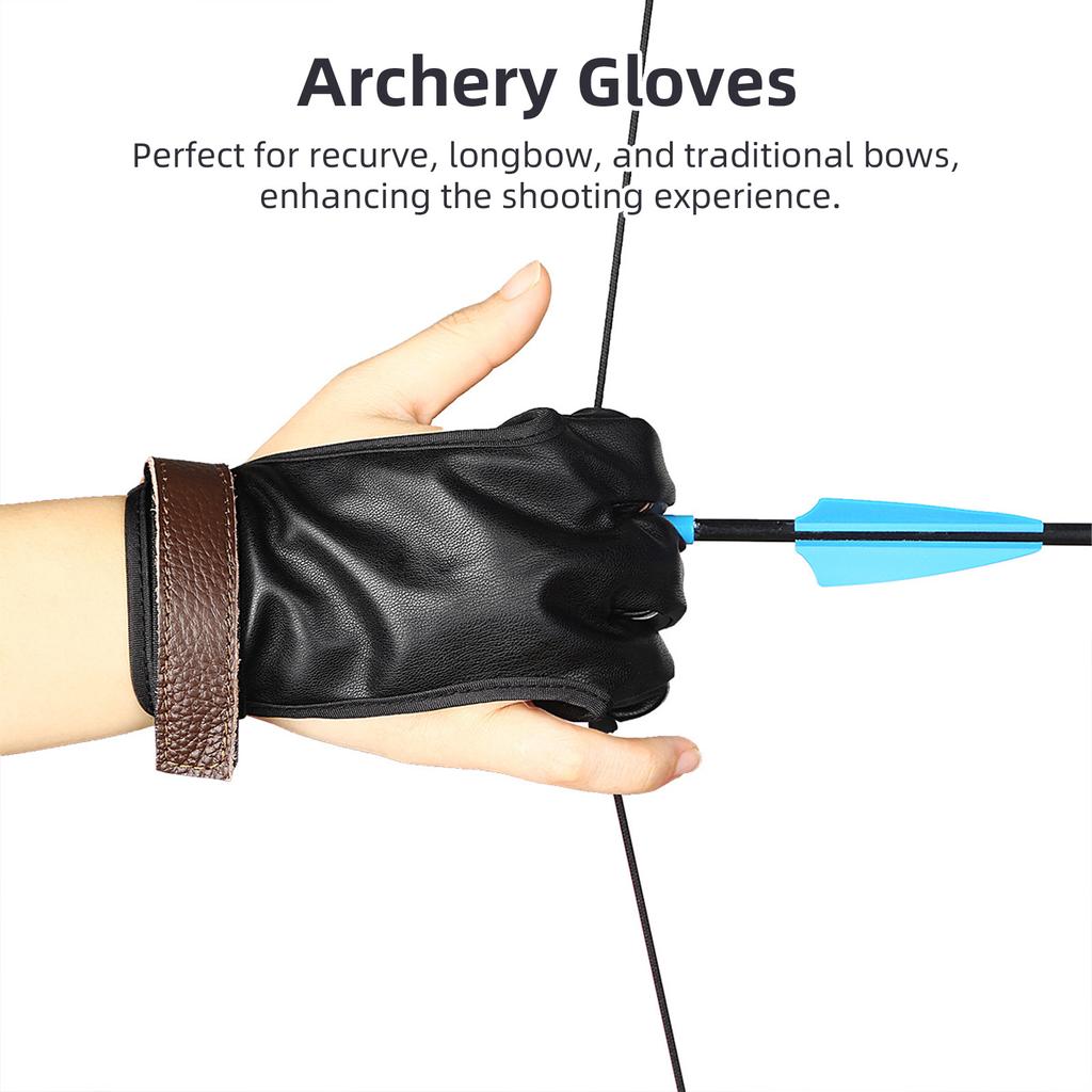 Перчатки для стрельбы из лука и перчатки для освобождения лука из искусственной кожи и коровьей кожи с защитой на 3 пальца S-XL для мужчин и женщин