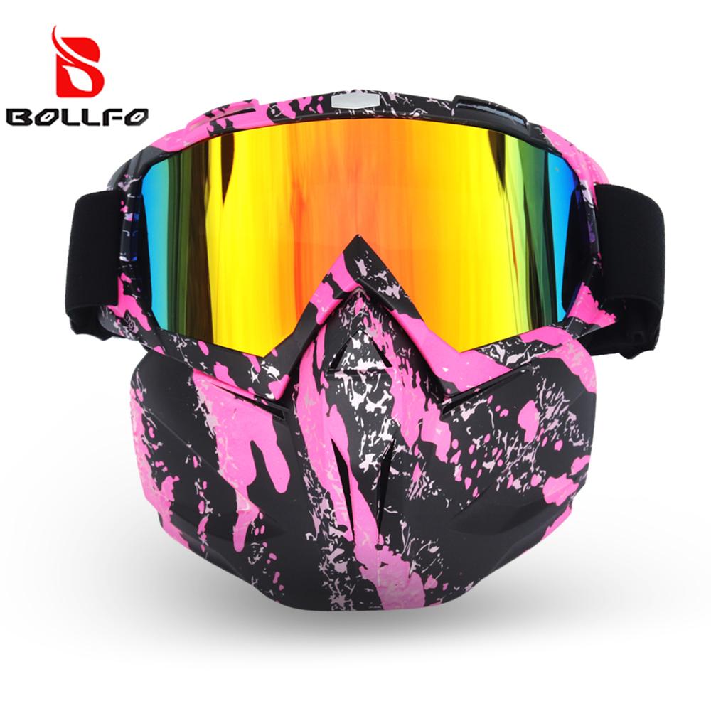 BOLLFO Съемная Маска для Лица Мотоциклетные Очки Защита UV400 Двойная Вентиляция Антизапотевающие Ветрозащитные Классические Мотокроссовые Очки