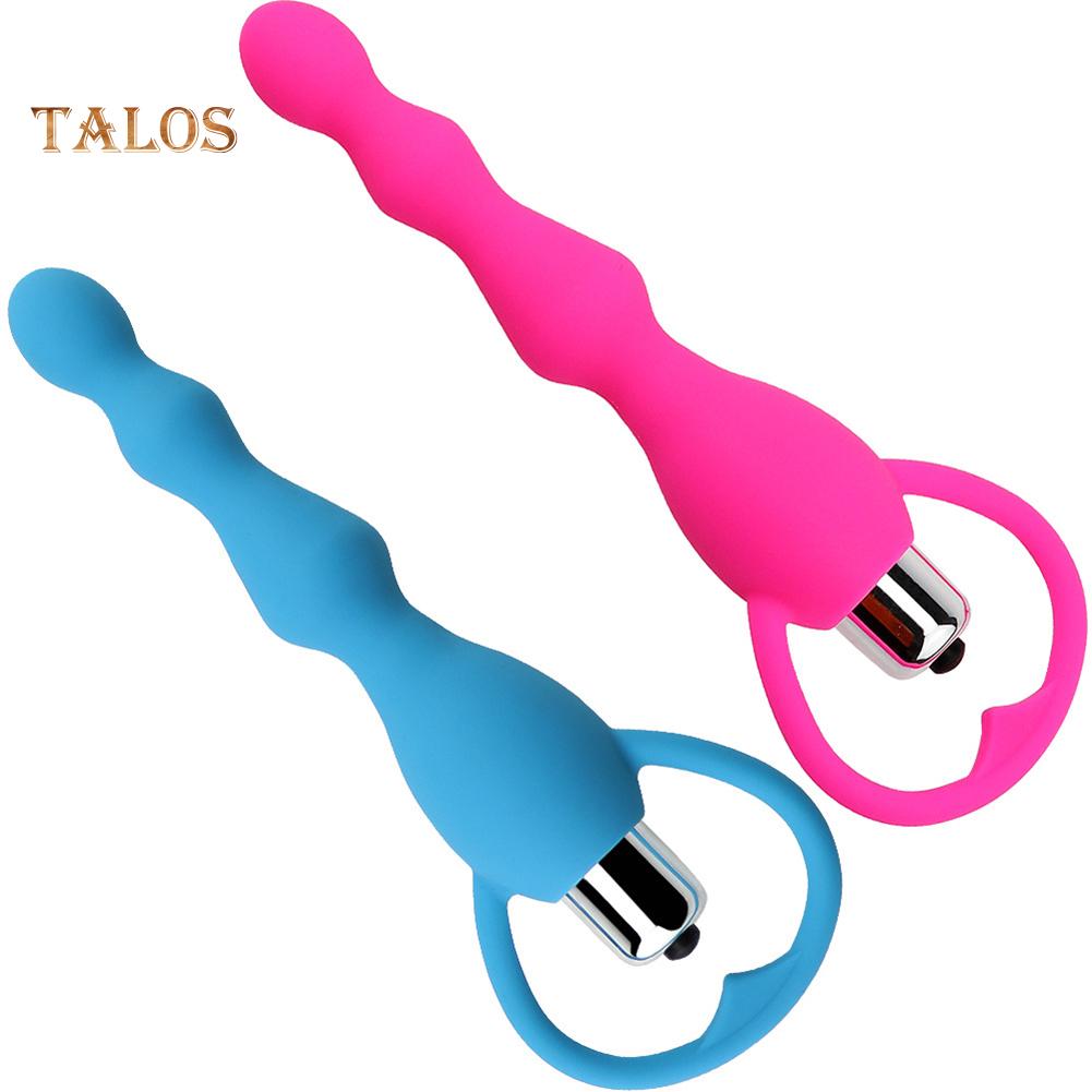 Beads Pull Vibrator Long Silicone Anal Plug Massage Women Masturbation Product
