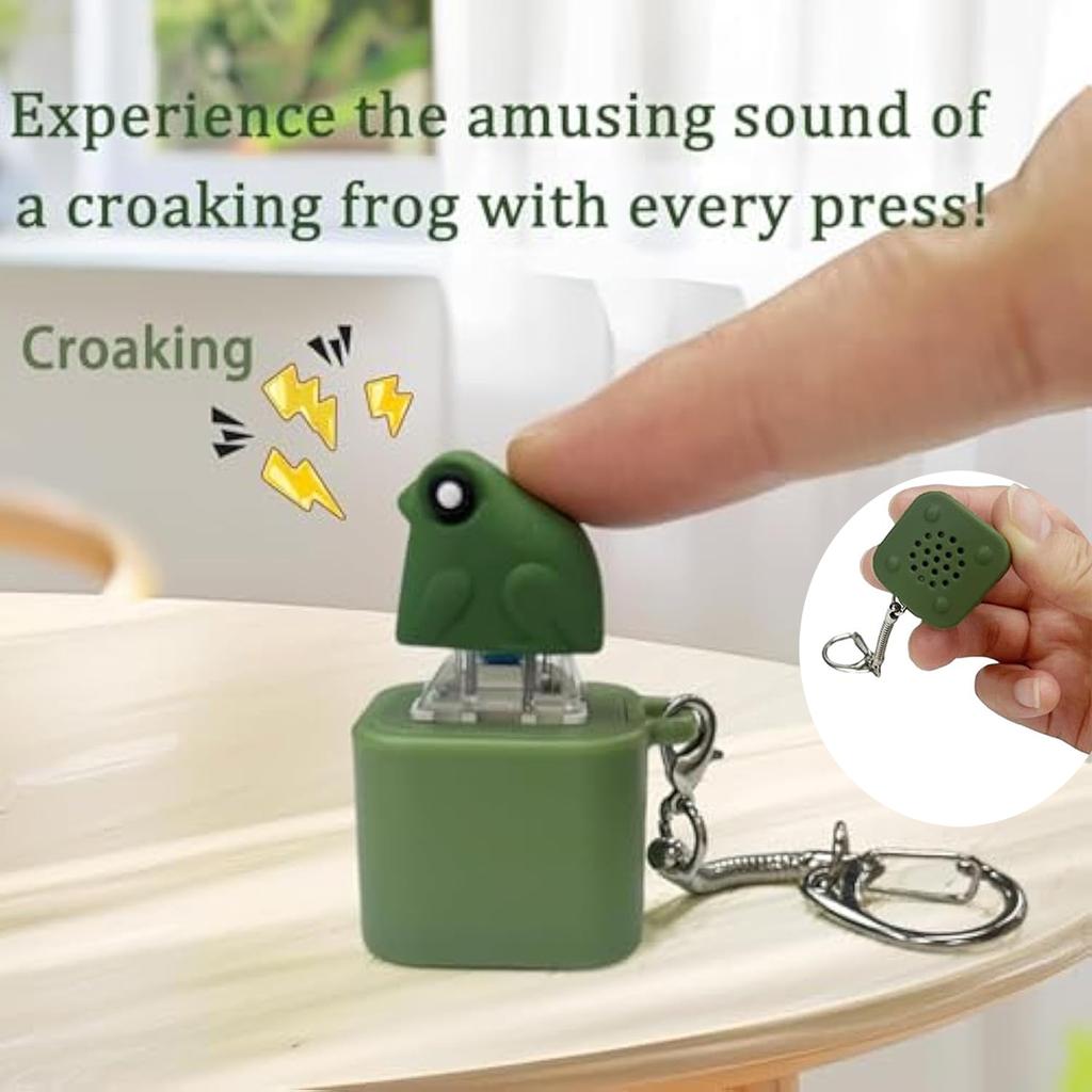 Croaking Frog Fidget Toy Keychain Rechargeable Frog Keychain with Sound & LED Lights, Funny Frog Keyboard Clicker Stress Relief