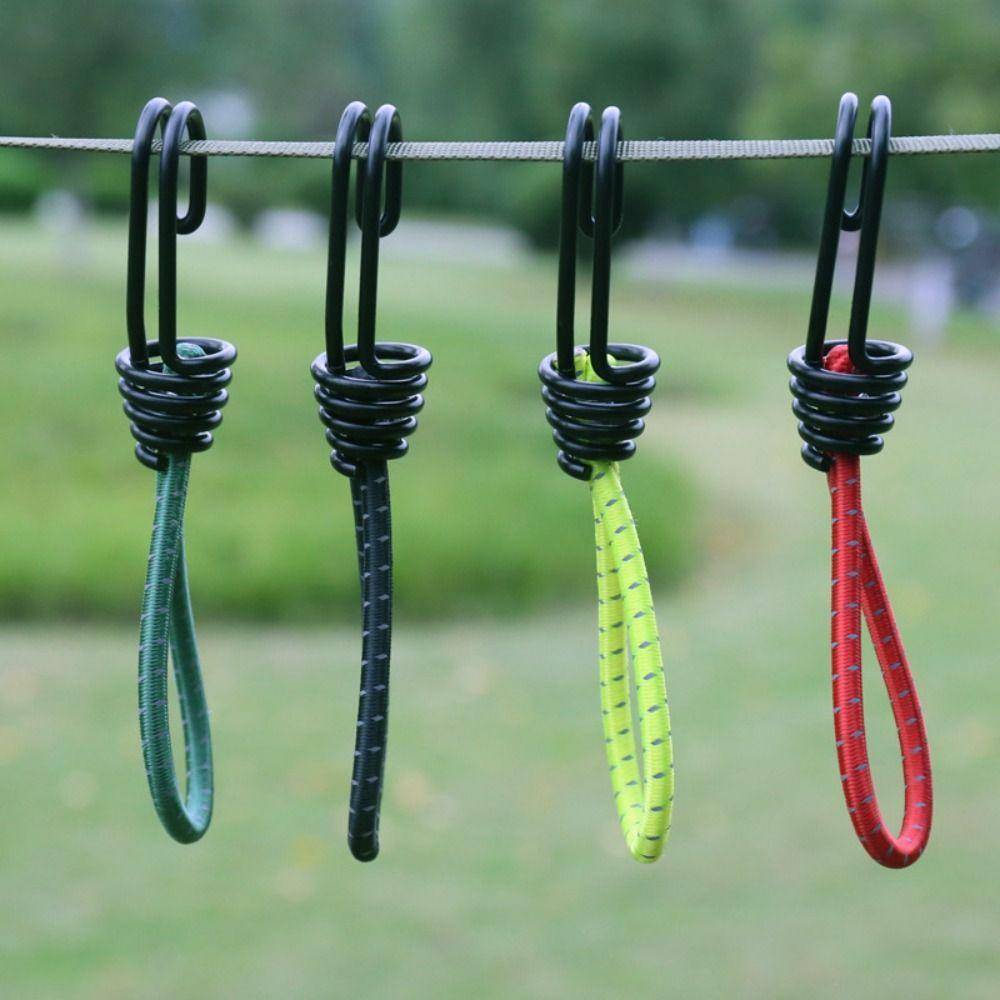 10pcs Outdoor Tent Elastic Rope Cord Hook Portable String Carabiner Hooks Tent Fixing Cord Hook