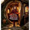 Halloween Costume Girls Medieval Witch Red Riding Hood Cape Dress Set Long Sleeve Role Play Outfit Kids 3-8 Years