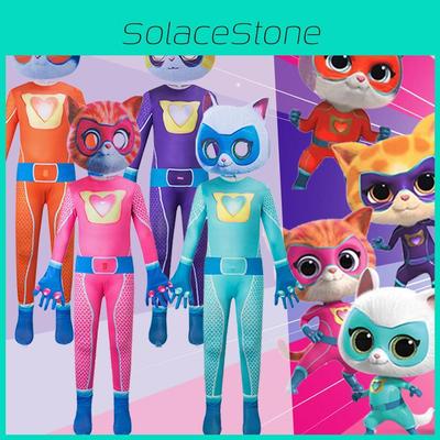 Костюм для косплея Супер Котят для детей, из молочного шелка, для Хэллоуина и сценических выступлений