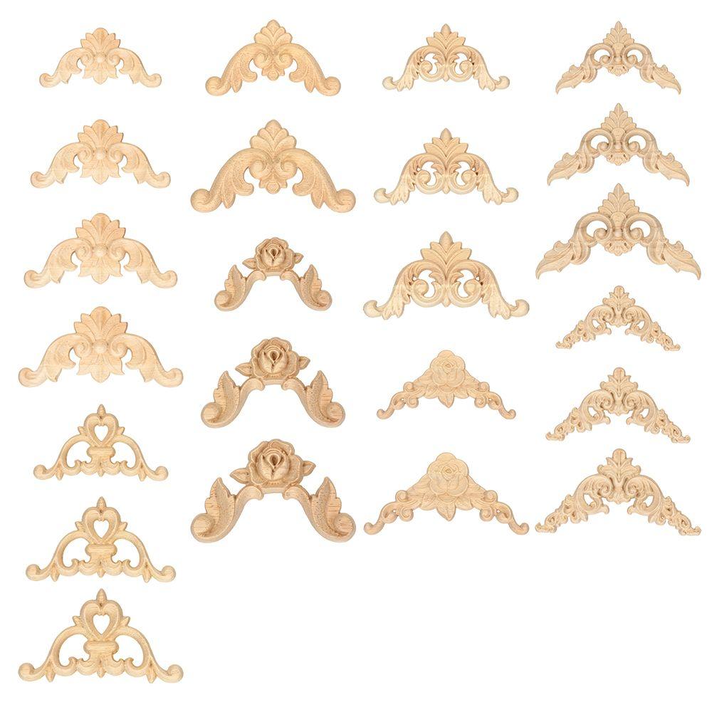 Наклейки Аппликации Аппликация из цельного дерева Угловой цветок Резьба по дереву Мебельная наклейка Деревянная аппликация