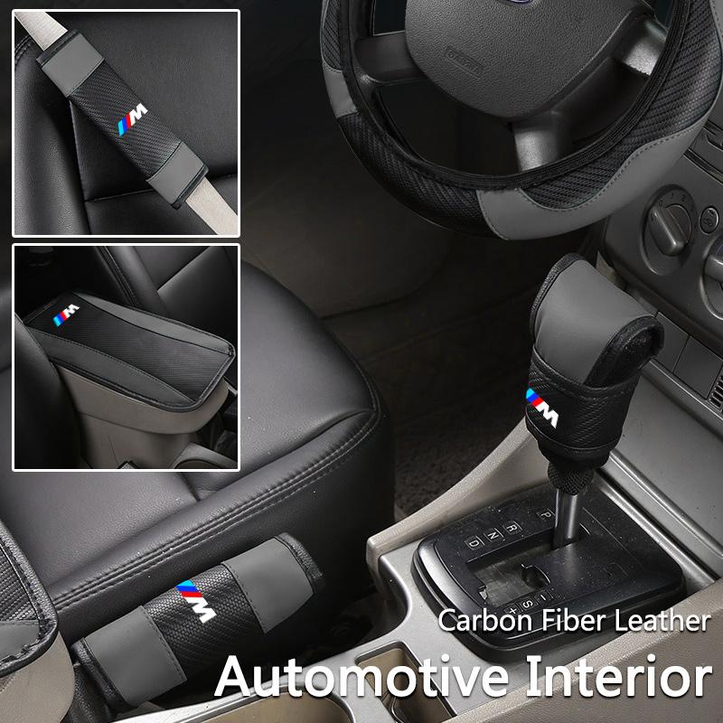 6Pcs Steering Wheel Cover Safety Shoulder Cover Armrest Pad Handbrake Sleeve For BMW 1 3 5 7 Series M X1 X3 X5 F30 M3 M4 E34 E46  VE2